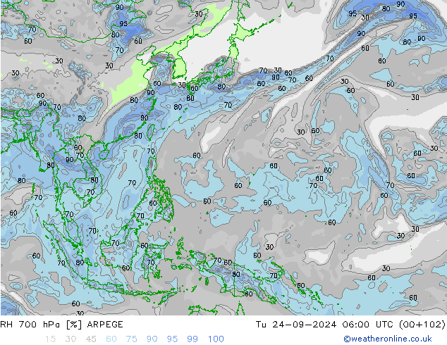 RV 700 hPa ARPEGE di 24.09.2024 06 UTC