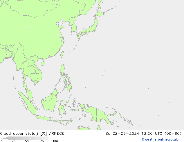 nuvens (total) ARPEGE Dom 22.09.2024 12 UTC