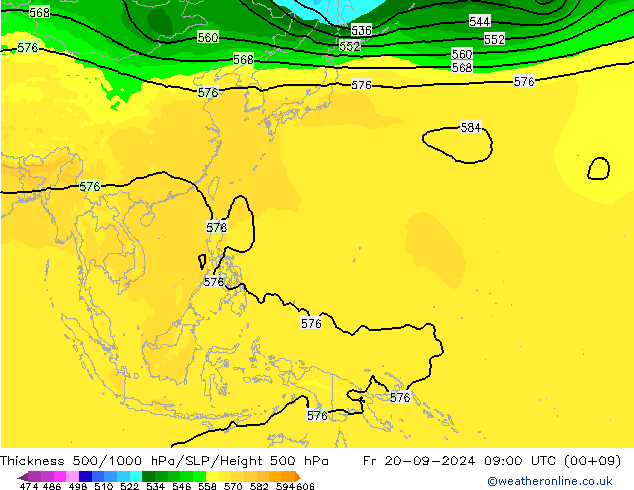 Thck 500-1000hPa ARPEGE Pá 20.09.2024 09 UTC