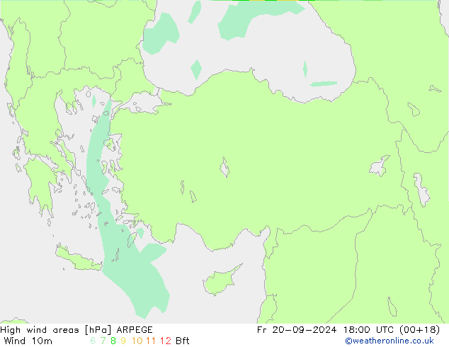 High wind areas ARPEGE vie 20.09.2024 18 UTC