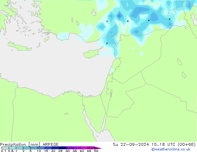 Precipitation ARPEGE Su 22.09.2024 18 UTC