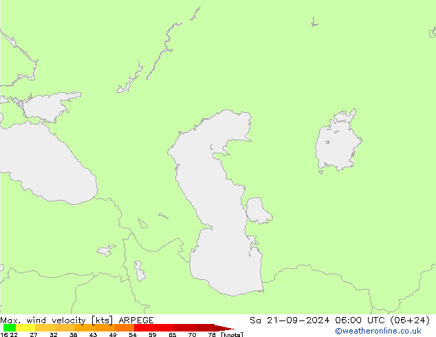 Max. wind velocity ARPEGE So 21.09.2024 06 UTC