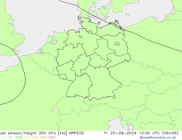 Jet stream/Height 300 hPa ARPEGE Fr 20.09.2024 12 UTC