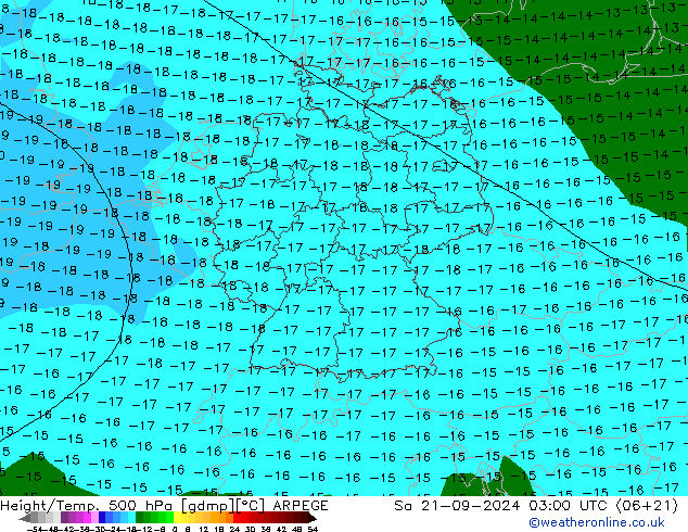 Height/Temp. 500 hPa ARPEGE Sa 21.09.2024 03 UTC