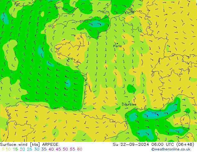 Bodenwind ARPEGE So 22.09.2024 06 UTC