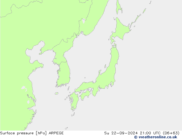 Atmosférický tlak ARPEGE Ne 22.09.2024 21 UTC