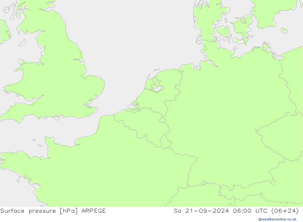 地面气压 ARPEGE 星期六 21.09.2024 06 UTC