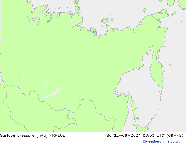 Surface pressure ARPEGE Su 22.09.2024 06 UTC