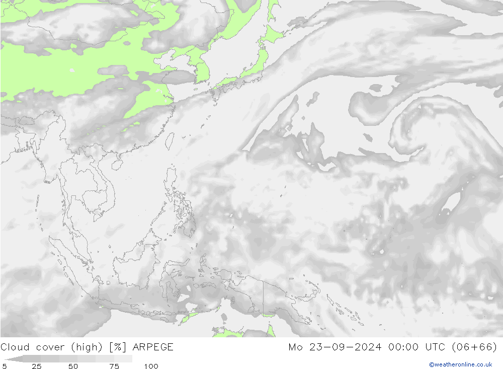 vysoký oblak ARPEGE Po 23.09.2024 00 UTC