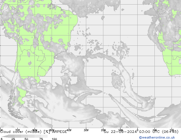 Bewolking (Middelb.) ARPEGE zo 22.09.2024 03 UTC