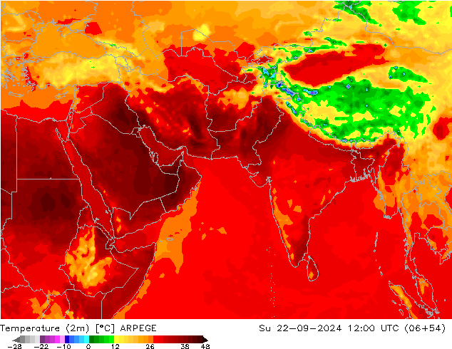 Temperature (2m) ARPEGE Su 22.09.2024 12 UTC