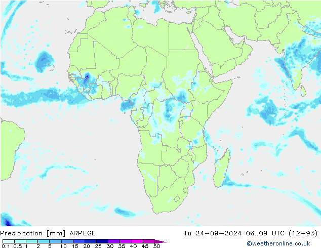 Yağış ARPEGE Sa 24.09.2024 09 UTC