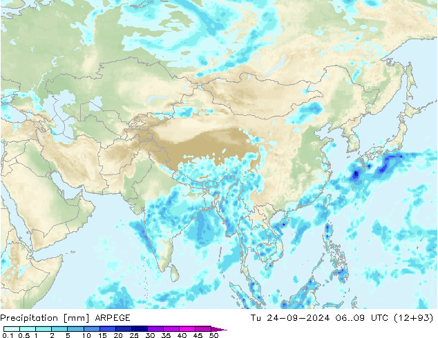 Precipitation ARPEGE Tu 24.09.2024 09 UTC