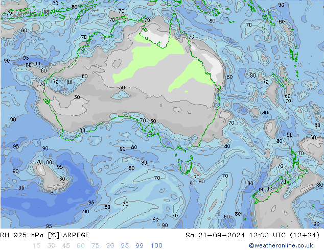 RH 925 hPa ARPEGE  21.09.2024 12 UTC