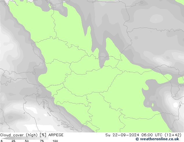 Bulutlar (yüksek) ARPEGE Paz 22.09.2024 06 UTC