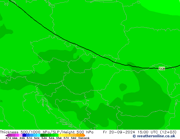 Thck 500-1000hPa ARPEGE  20.09.2024 15 UTC