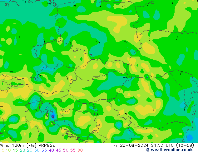 Wind 100m ARPEGE Pá 20.09.2024 21 UTC