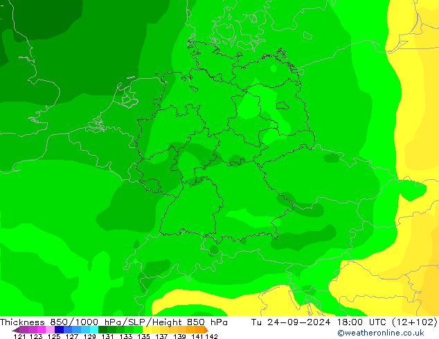 Thck 850-1000 hPa ARPEGE  24.09.2024 18 UTC