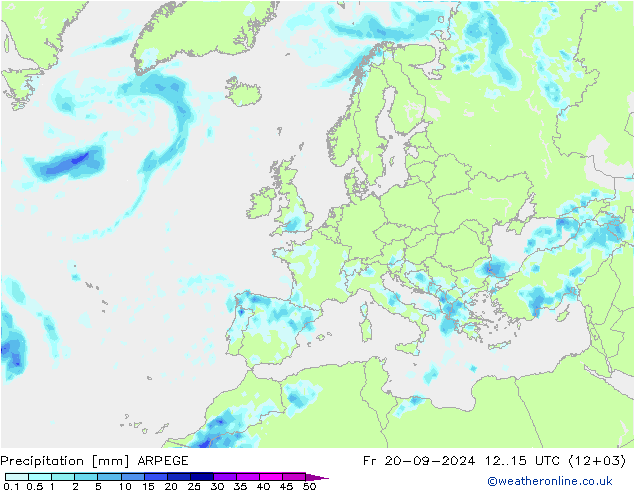 Neerslag ARPEGE vr 20.09.2024 15 UTC