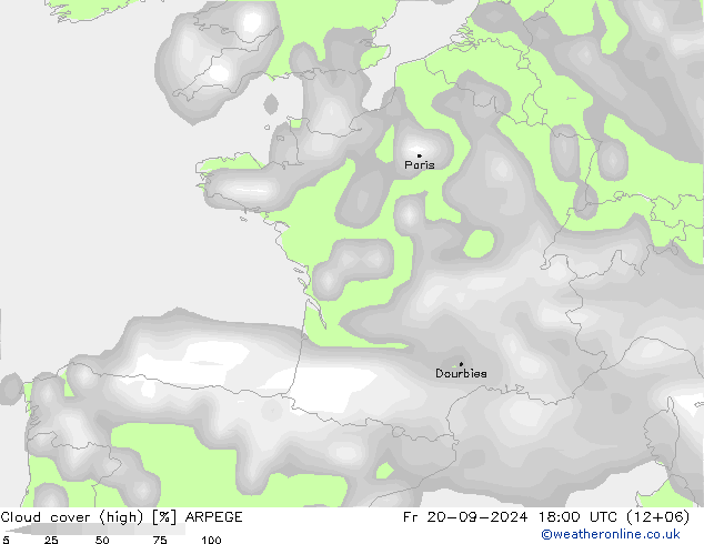 Wolken (hohe) ARPEGE Fr 20.09.2024 18 UTC