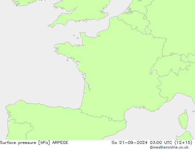 Pressione al suolo ARPEGE sab 21.09.2024 03 UTC