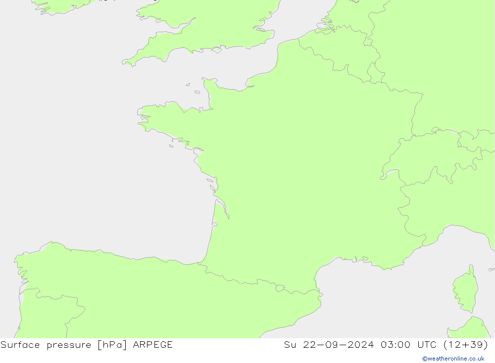 Surface pressure ARPEGE Su 22.09.2024 03 UTC