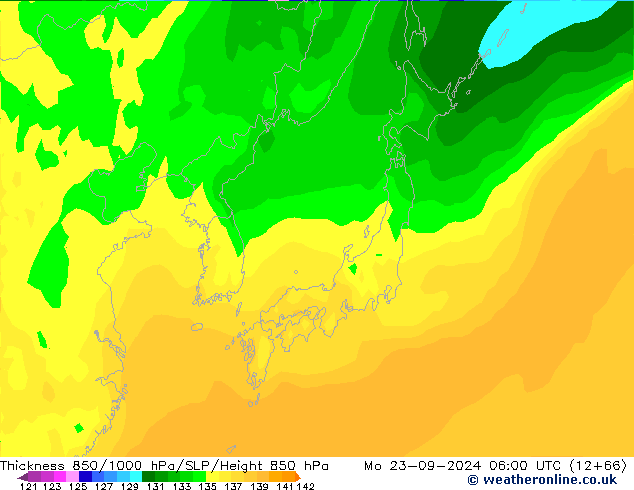Thck 850-1000 hPa ARPEGE Mo 23.09.2024 06 UTC