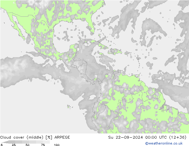 Cloud cover (middle) ARPEGE Su 22.09.2024 00 UTC