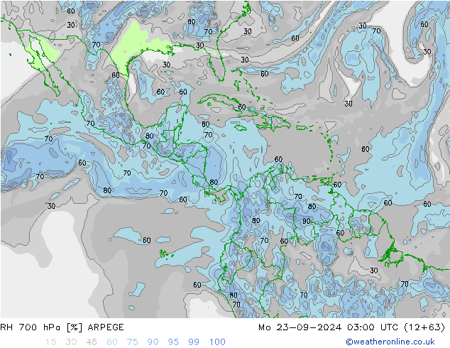 RH 700 hPa ARPEGE Seg 23.09.2024 03 UTC