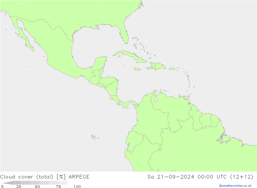 Bulutlar (toplam) ARPEGE Cts 21.09.2024 00 UTC