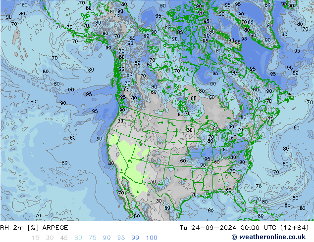 RH 2m ARPEGE Di 24.09.2024 00 UTC