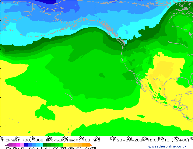 Dikte700-1000 hPa ARPEGE vr 20.09.2024 18 UTC