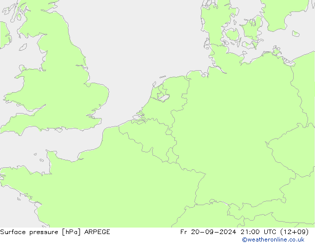 Surface pressure ARPEGE Fr 20.09.2024 21 UTC