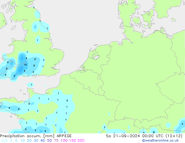 Nied. akkumuliert ARPEGE Sa 21.09.2024 00 UTC