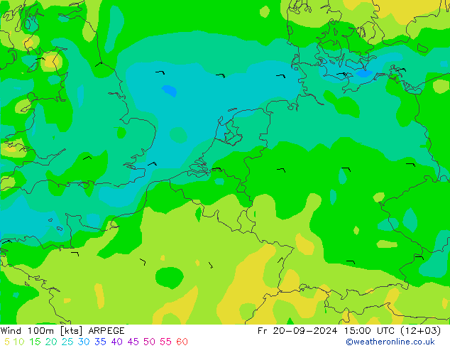 Wind 100m ARPEGE Fr 20.09.2024 15 UTC