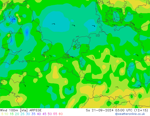 Wind 100m ARPEGE So 21.09.2024 03 UTC