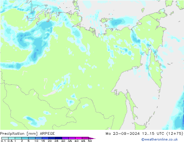 Precipitation ARPEGE Mo 23.09.2024 15 UTC