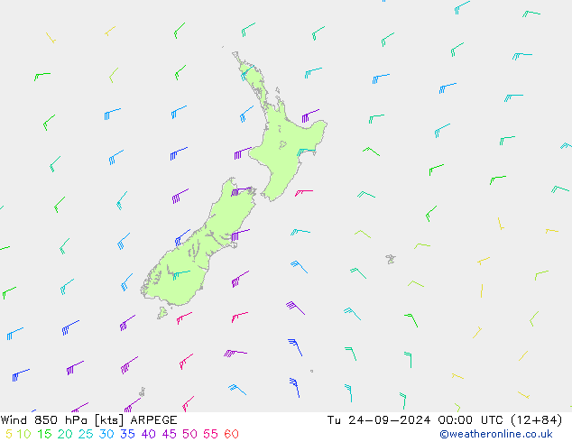 Rüzgar 850 hPa ARPEGE Sa 24.09.2024 00 UTC