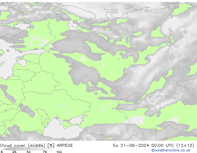 oblačnosti uprostřed ARPEGE So 21.09.2024 00 UTC