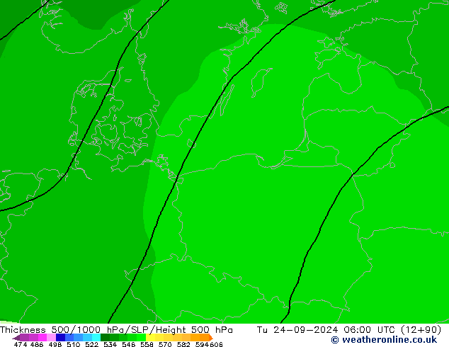 Thck 500-1000hPa ARPEGE Tu 24.09.2024 06 UTC