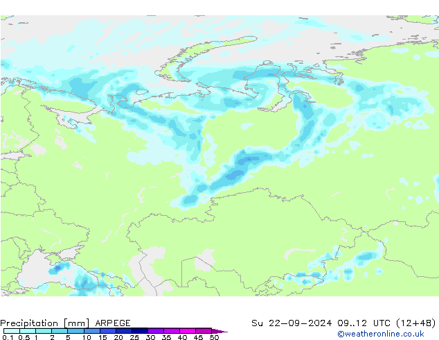 Yağış ARPEGE Paz 22.09.2024 12 UTC