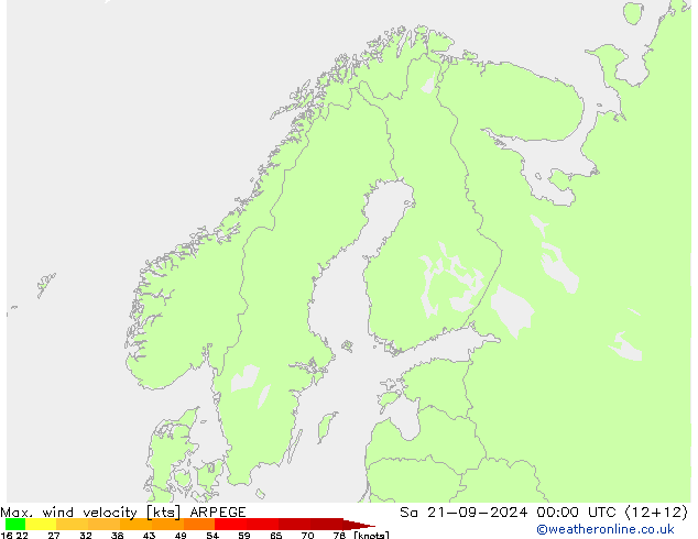 Max. wind velocity ARPEGE sab 21.09.2024 00 UTC