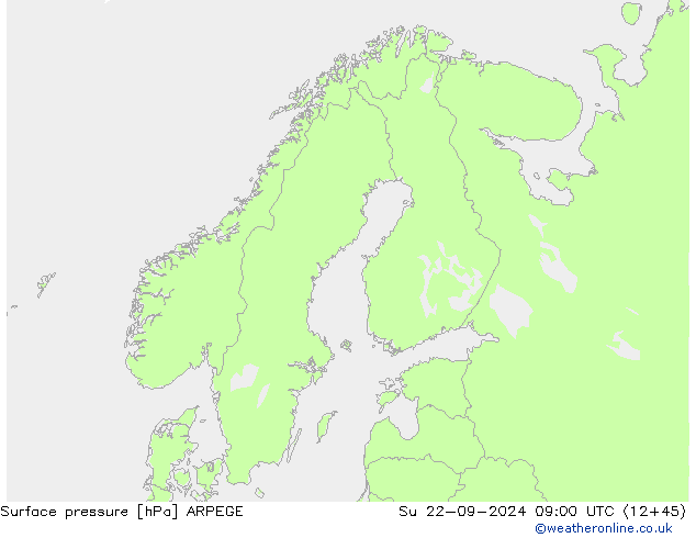 Surface pressure ARPEGE Su 22.09.2024 09 UTC