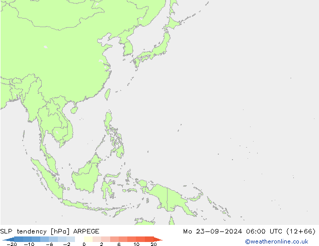 SLP tendency ARPEGE Po 23.09.2024 06 UTC