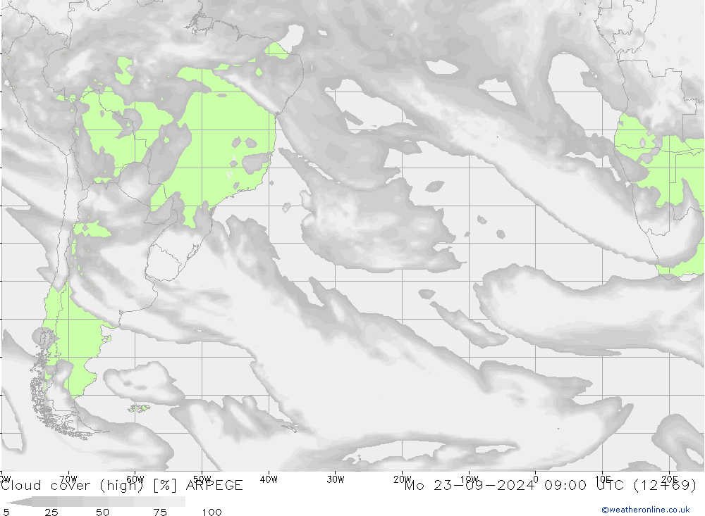 облака (средний) ARPEGE пн 23.09.2024 09 UTC