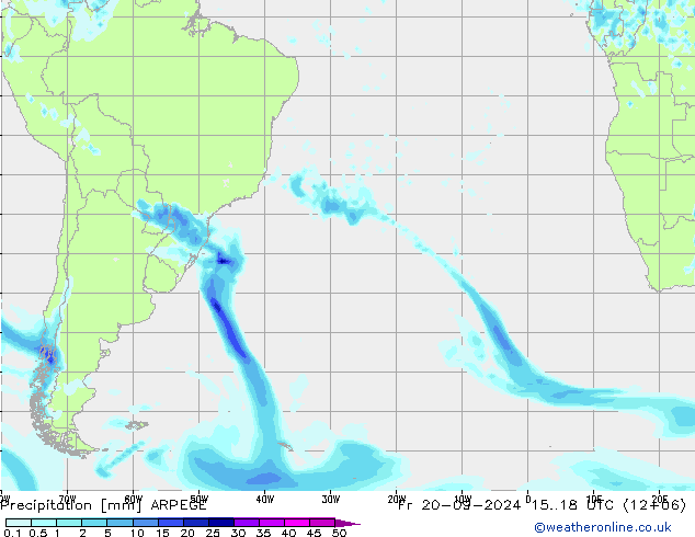 осадки ARPEGE пт 20.09.2024 18 UTC