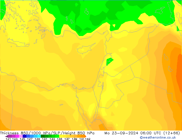 Thck 850-1000 hPa ARPEGE Mo 23.09.2024 06 UTC