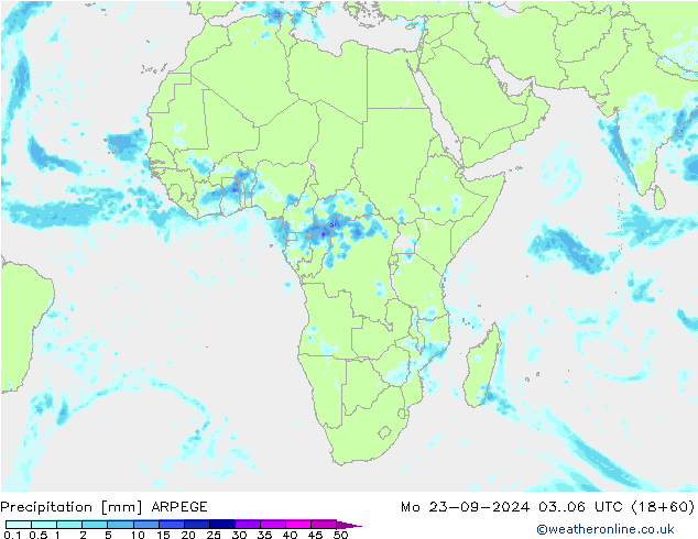 осадки ARPEGE пн 23.09.2024 06 UTC