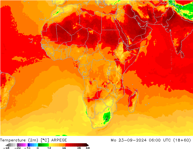 карта температуры ARPEGE пн 23.09.2024 06 UTC