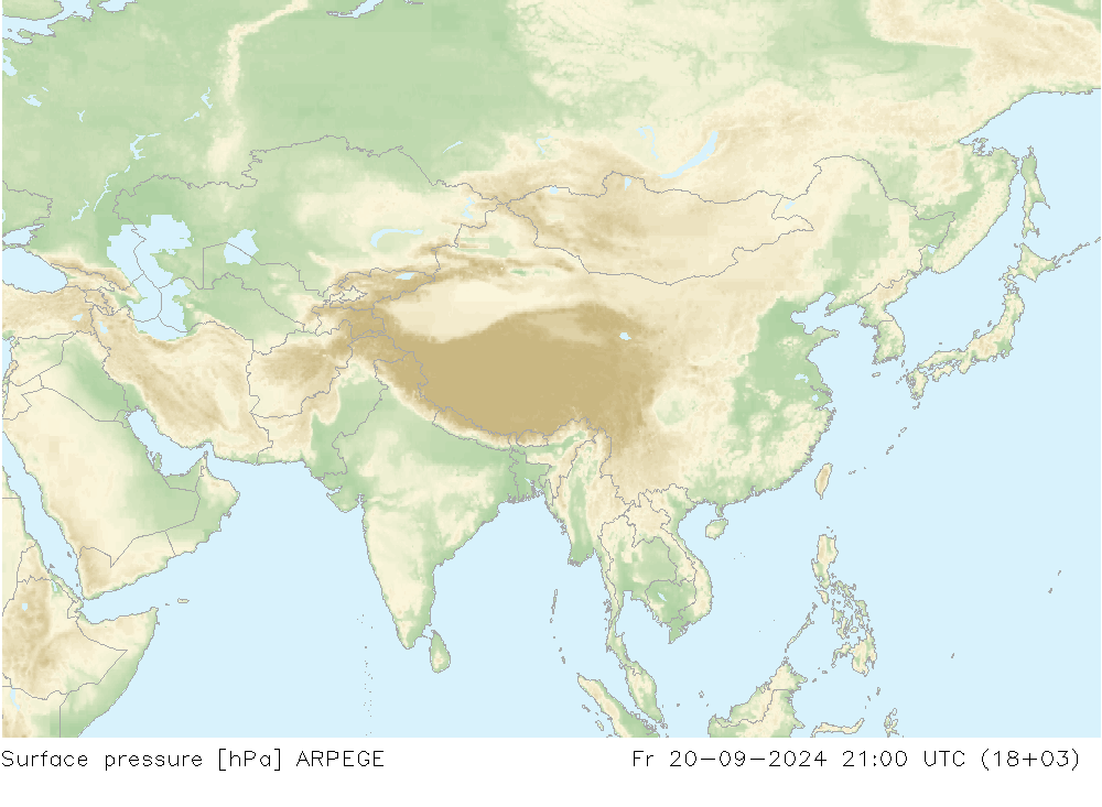 Surface pressure ARPEGE Fr 20.09.2024 21 UTC